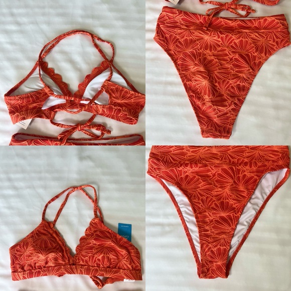 NWT Bikini Set for Women Bathing Suit High Waisted Scalloped V Neck Two Pieces S - Picture 16 of 17